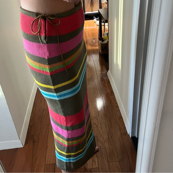 Vintage Castelbajac Paradisiac Skirt Cotton Sweater Knit Stripe Multi Color SM - Picture 6 of 9